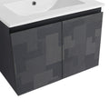 24'' Floating Wall Mounted Bathroom Vanity With Ceramics Sink & Soft Close Cabinet Door, Kd Package Black 2 Soft Close Doors Bathroom Wall Mounted Modern Plywood