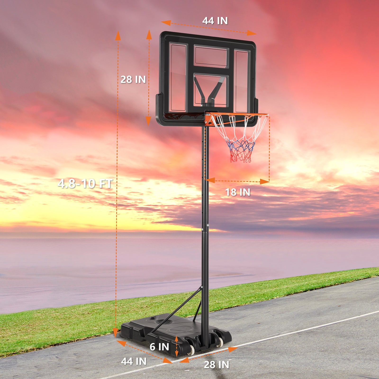 Outdoor Portable Basketball Rack, Suitable For Children And Adults, Durable Family Game Set Black Iron Plastic