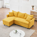 The 80 Inch Yellow Corduroy L Shaped Sofa Comes With Two Small Throw Pillows That Can Be Converted Into A Sofa Bed For Storage Yellow Corduroy 3 Seat