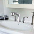 Widespread Pull Out Sprayer Bathroom Faucet, 2 Handle Bathroom Sink Faucet Chrome Stainless Steel