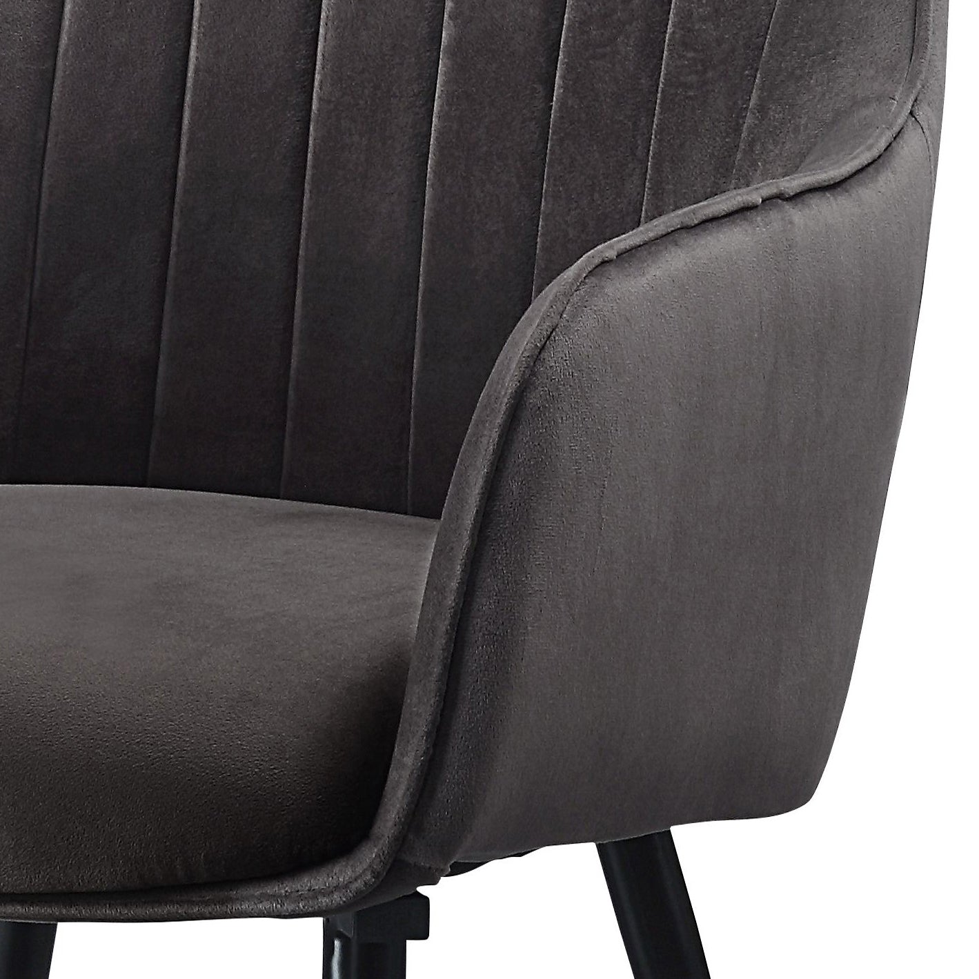 Dark Grey And Black Tufted Back Dining Chairs Set Of 2 Solid Dark Grey Dining Room Foam Rectangular Mid Century Modern Side Chair Solid Back Set Of 2 Wood Fabric