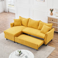 The 80 Inch Yellow Corduroy L Shaped Sofa Comes With Two Small Throw Pillows That Can Be Converted Into A Sofa Bed For Storage Yellow Corduroy 3 Seat