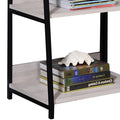 Natural And Black Ladder Bookshelf 3 Beige Black Wood Metal