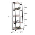 Natural And Black Ladder 5 Tier Bookshelf 5 Natural Black Wood Metal