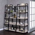 Natural And Black Ladder Bookshelf 3 Beige Black Wood Metal