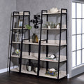 Natural And Black Ladder 5 Tier Bookshelf 5 Natural Black Wood Metal