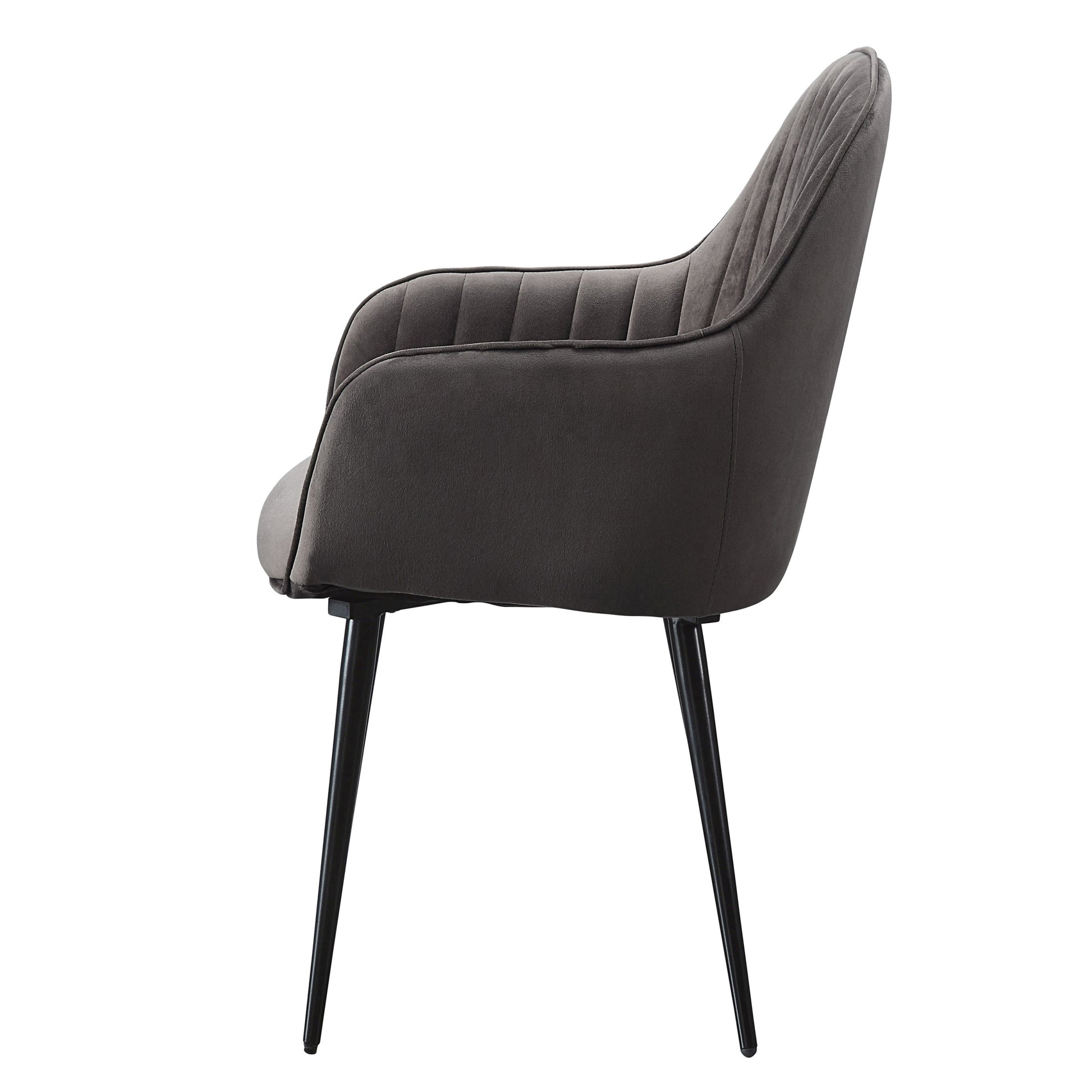 Dark Grey And Black Tufted Back Dining Chairs Set Of 2 Solid Dark Grey Dining Room Foam Rectangular Mid Century Modern Side Chair Solid Back Set Of 2 Wood Fabric