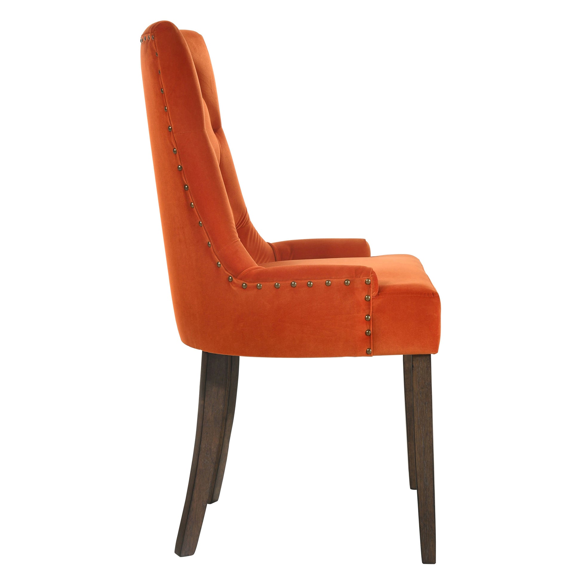 Orange And Weathered Oak Tufted Back Side Chairs Set Of 2 Solid Orange Dining Room Foam Rectangular Side Chair Rubberwood Tufted Back Set Of 2 Velvet