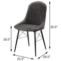 Grey And Black Tufted Back Dining Chairs Set Of 2 Solid Black Grey Dining Room Foam Rectangular Contemporary Side Chair Solid Back Set Of 2 Wood Fabric