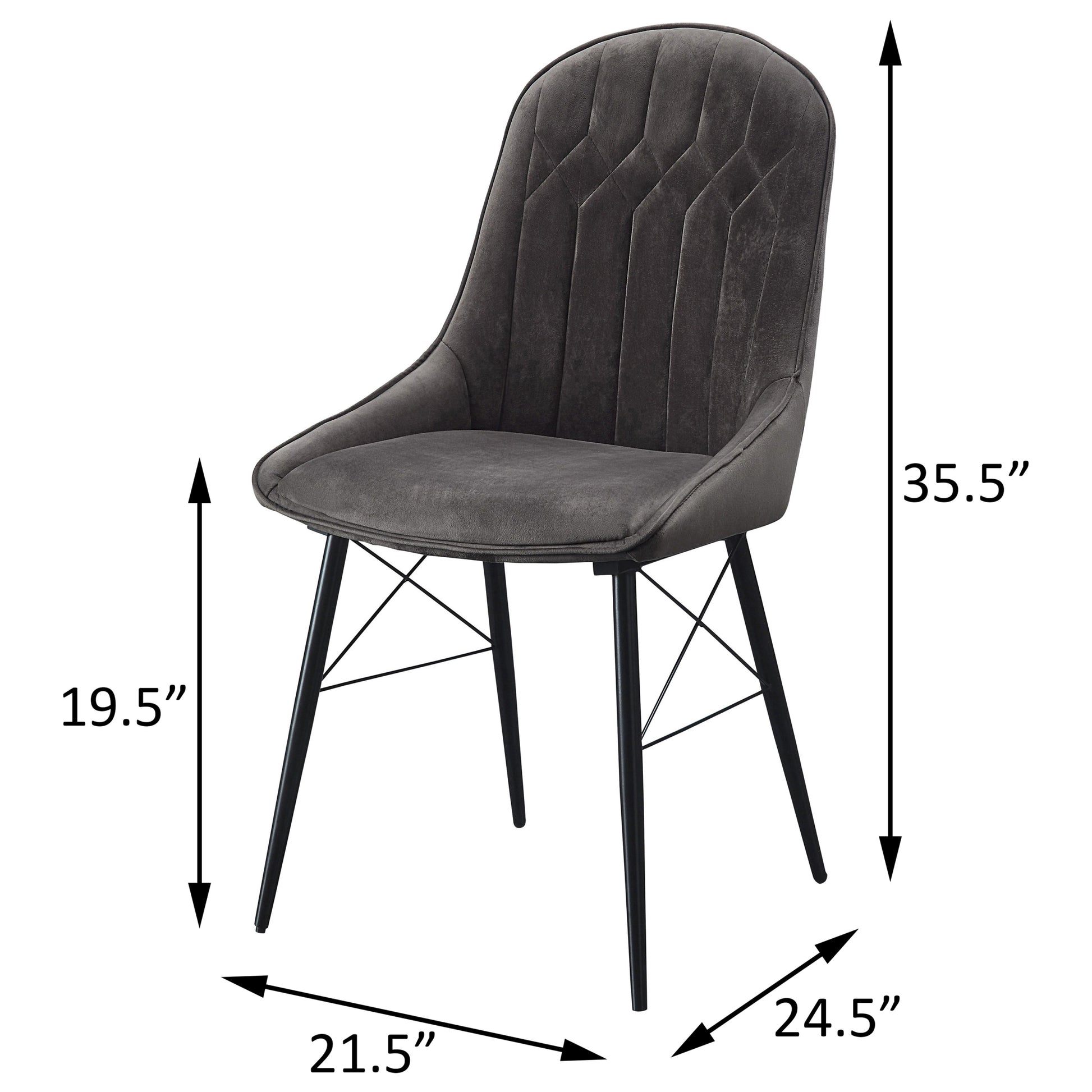 Grey And Black Tufted Back Dining Chairs Set Of 2 Solid Black Grey Dining Room Foam Rectangular Contemporary Side Chair Solid Back Set Of 2 Wood Fabric