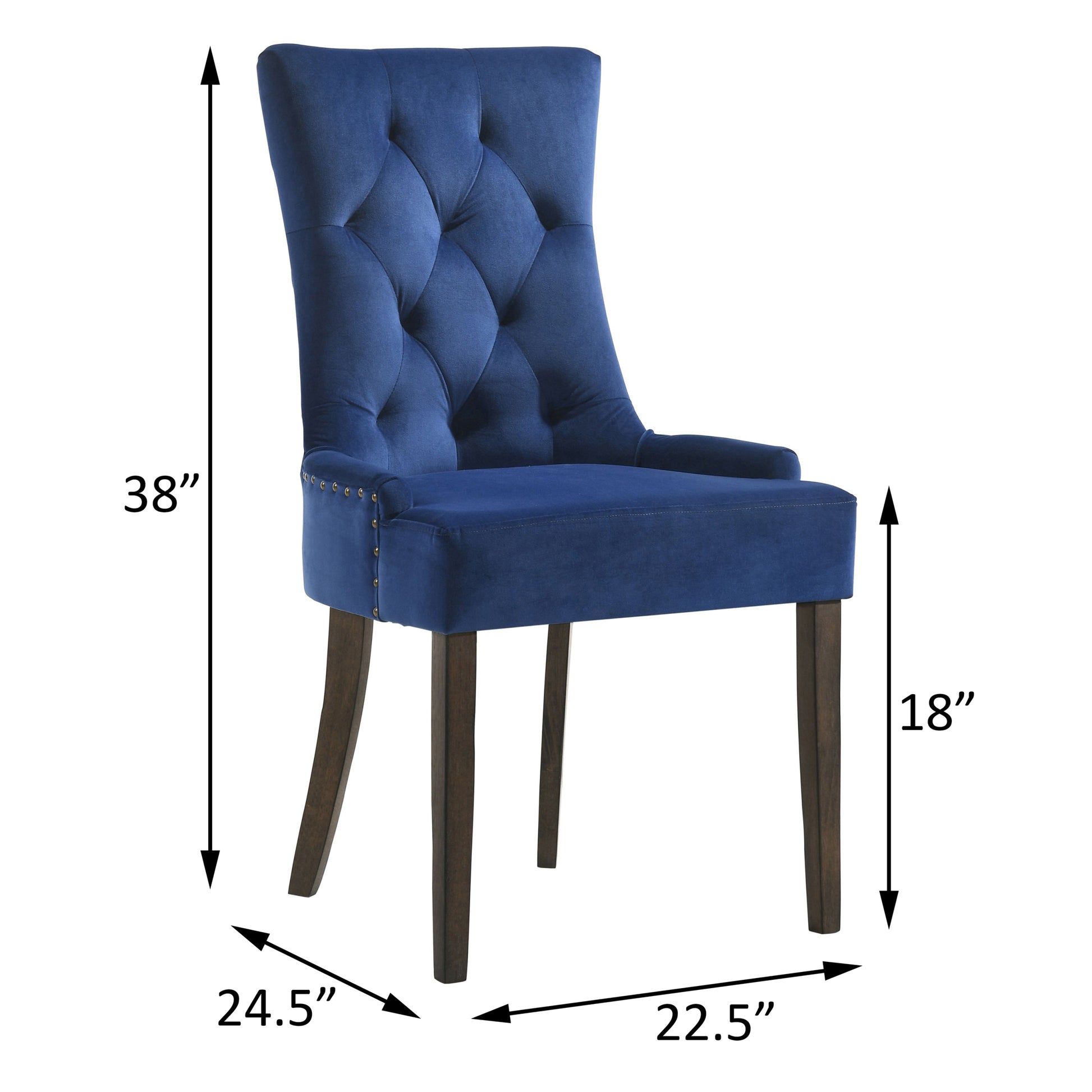 Blue And Weathered Oak Tufted Back Side Chairs Set Of 2 Solid Blue Dining Room Foam Rectangular Side Chair Rubberwood Tufted Back Set Of 2 Velvet