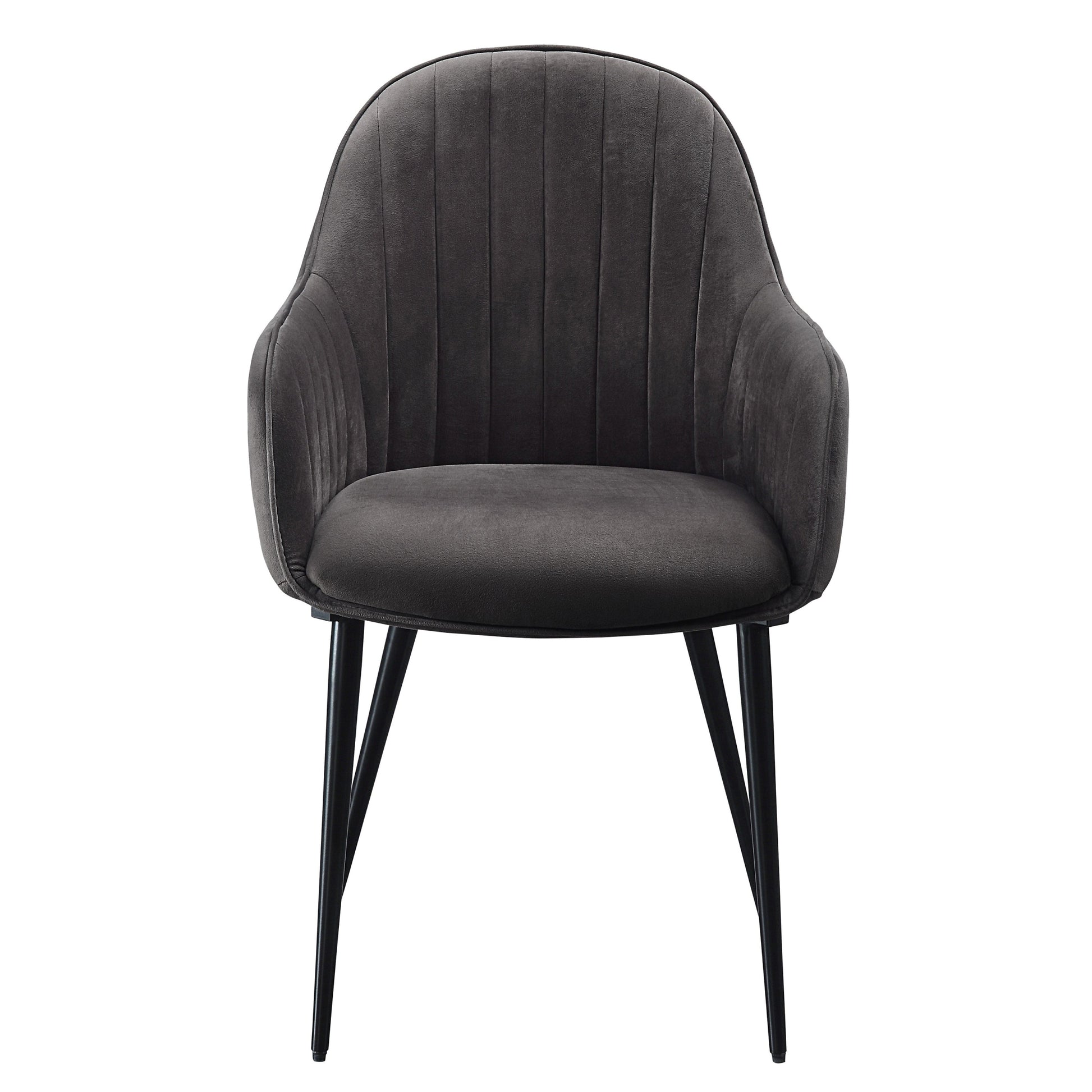 Dark Grey And Black Tufted Back Dining Chairs Set Of 2 Solid Dark Grey Dining Room Foam Rectangular Mid Century Modern Side Chair Solid Back Set Of 2 Wood Fabric