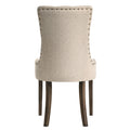 Beige And Weathered Oak Tufted Back Parson Chairs Set Of 2 Solid Beige Dining Room Foam Rectangular Side Chair Rubberwood Tufted Back Set Of 2 Wood Fabric