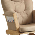 Taupe And Natural Oak 2 Piece Glider Chair And Ottoman Set Taupe Brown Microfiber Primary Living Space Oak Wood