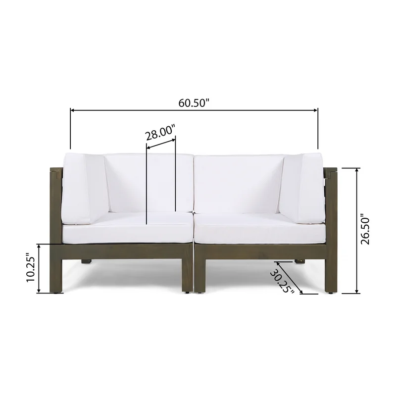 Oana 2 Pieceseat Set, White White Acacia Wood