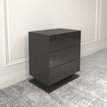 Nightstand With 3 Storage Drawers,Led Lights, End Table For Bedroom Furniture Black Particle Board