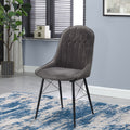 Grey And Black Tufted Back Dining Chairs Set Of 2 Solid Black Grey Dining Room Foam Rectangular Contemporary Side Chair Solid Back Set Of 2 Wood Fabric