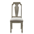 Beige And Weathered Oak Open Back Side Chairs Set Of 2 Solid Beige Grey Dining Room Foam Rectangular Rustic Side Chair Rubberwood Solid Back Set Of 2 Wood