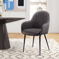 Dark Grey And Black Tufted Back Dining Chairs Set Of 2 Solid Dark Grey Dining Room Foam Rectangular Mid Century Modern Side Chair Solid Back Set Of 2 Wood Fabric