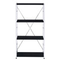 Black And Chrome 4 Tier Rectangular Bookshelf 4 Black Silver Open Back Wood Metal