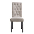 Beige And Grey Tufted Back Side Chairs Set Of 2 Solid Beige Grey Dining Room Foam Rectangular Traditional Side Chair Hickory Tufted Back Set Of 2 Linen