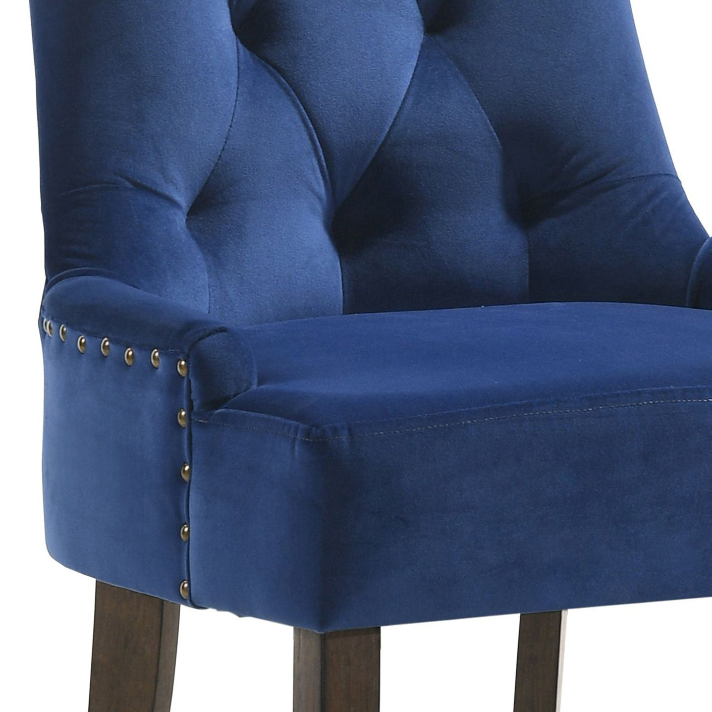 Blue And Weathered Oak Tufted Back Side Chairs Set Of 2 Solid Blue Dining Room Foam Rectangular Side Chair Rubberwood Tufted Back Set Of 2 Velvet