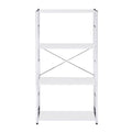 White And Chrome 4 Tier Rectangular Bookshelf 4 White Silver Open Back Wood Metal