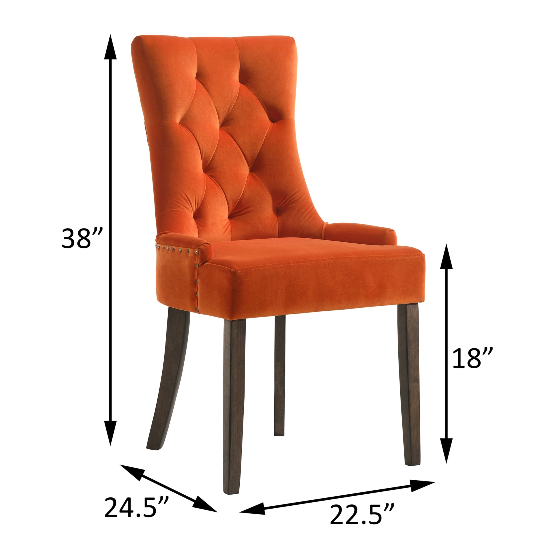 Orange And Weathered Oak Tufted Back Side Chairs Set Of 2 Solid Orange Dining Room Foam Rectangular Side Chair Rubberwood Tufted Back Set Of 2 Velvet