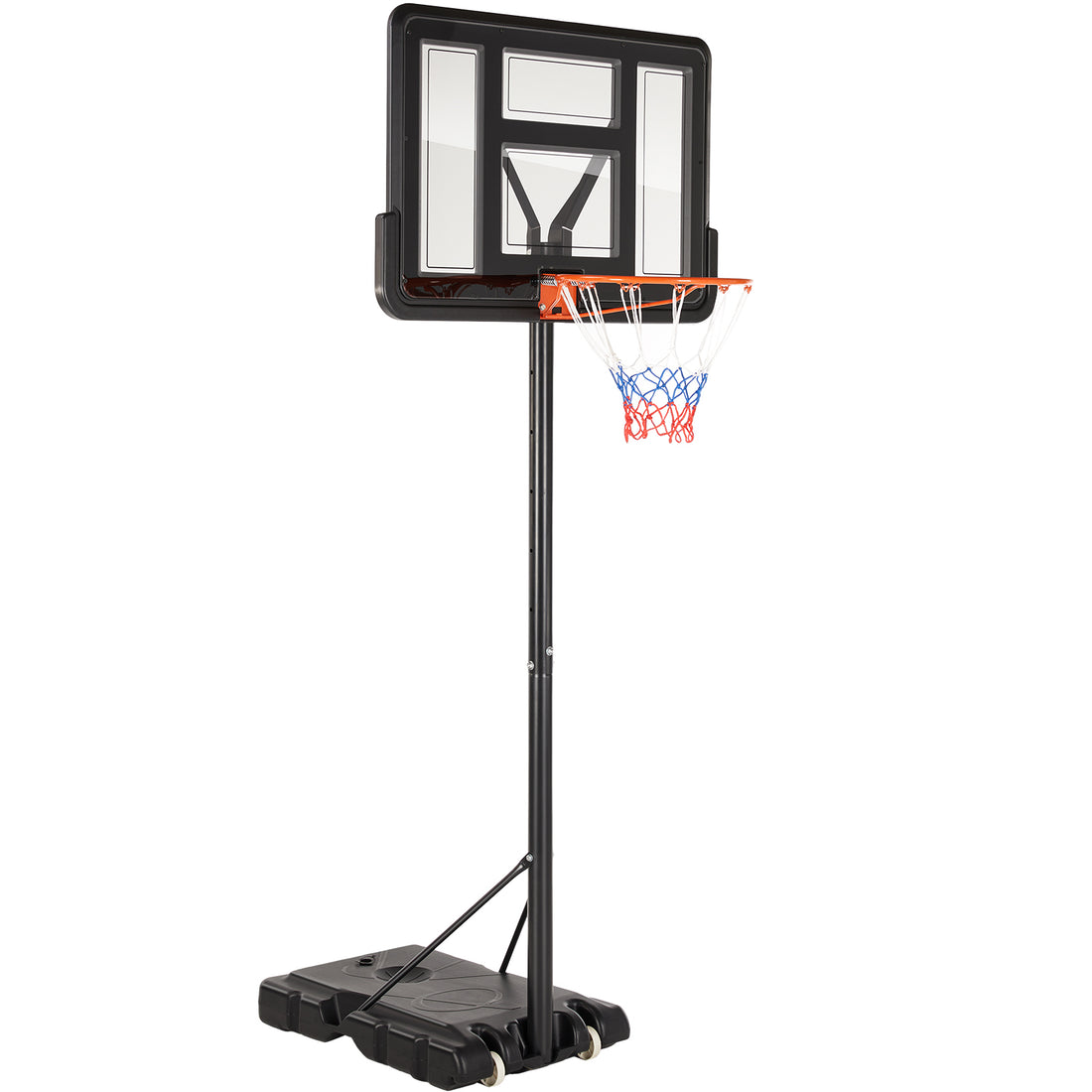 Outdoor Portable Basketball Rack, Suitable For Children And Adults, Durable Family Game Set Black Iron Plastic