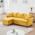 The 80 Inch Yellow Corduroy L Shaped Sofa Comes With Two Small Throw Pillows That Can Be Converted Into A Sofa Bed For Storage Yellow Corduroy 3 Seat