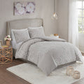 3 Piece Tufted Cotton Chenille Floral Comforter Set Warm Grey White Full Queen Full Warm Grey White Cotton