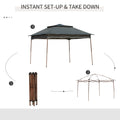 Outsunny 11' X 11' Pop Up Canopy, Outdoor Patio Gazebo Shelter With Removable Zipper Netting, Instant Event Tent W 114 Square Feet Of Shade And Carry Bag For Backyard, Garden, Dark Gray Dark Grey Polyester