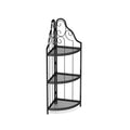 3 Tier Corner Open Shelf,Bookcase Freestanding Shelving Unit,Plant Stand Small Bookshelf For Living Room, Home Office, Kitchen, Small Space Black Corner Office American Design,Rustic Iron