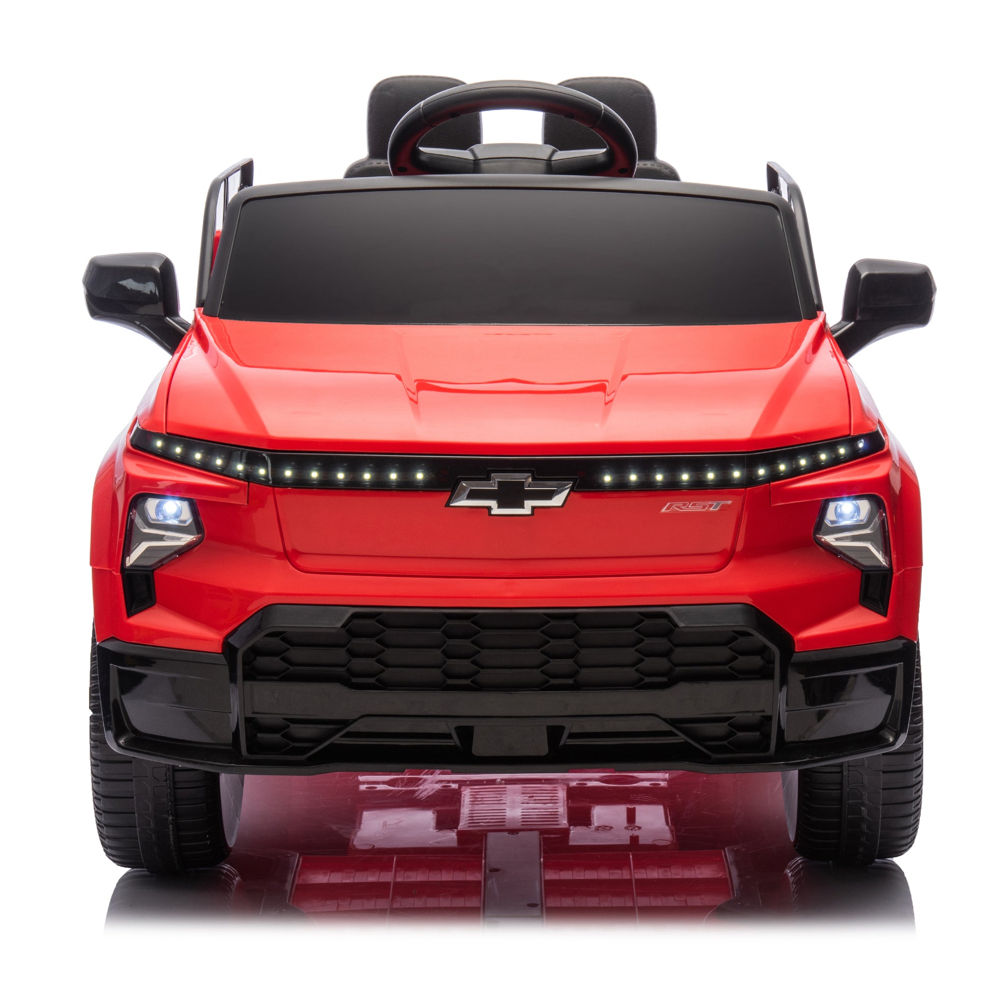 12V Kids Ride On Car W Parents Control,Licensed Chevrolet Silverado,Four Wheel Suspension,Led Lights,Bluetooth,Music,Usb,Mp3,Power Display,Speeds 1.86 3.11Mph For Kids Aged 2 5. Red 50 99 Lbs