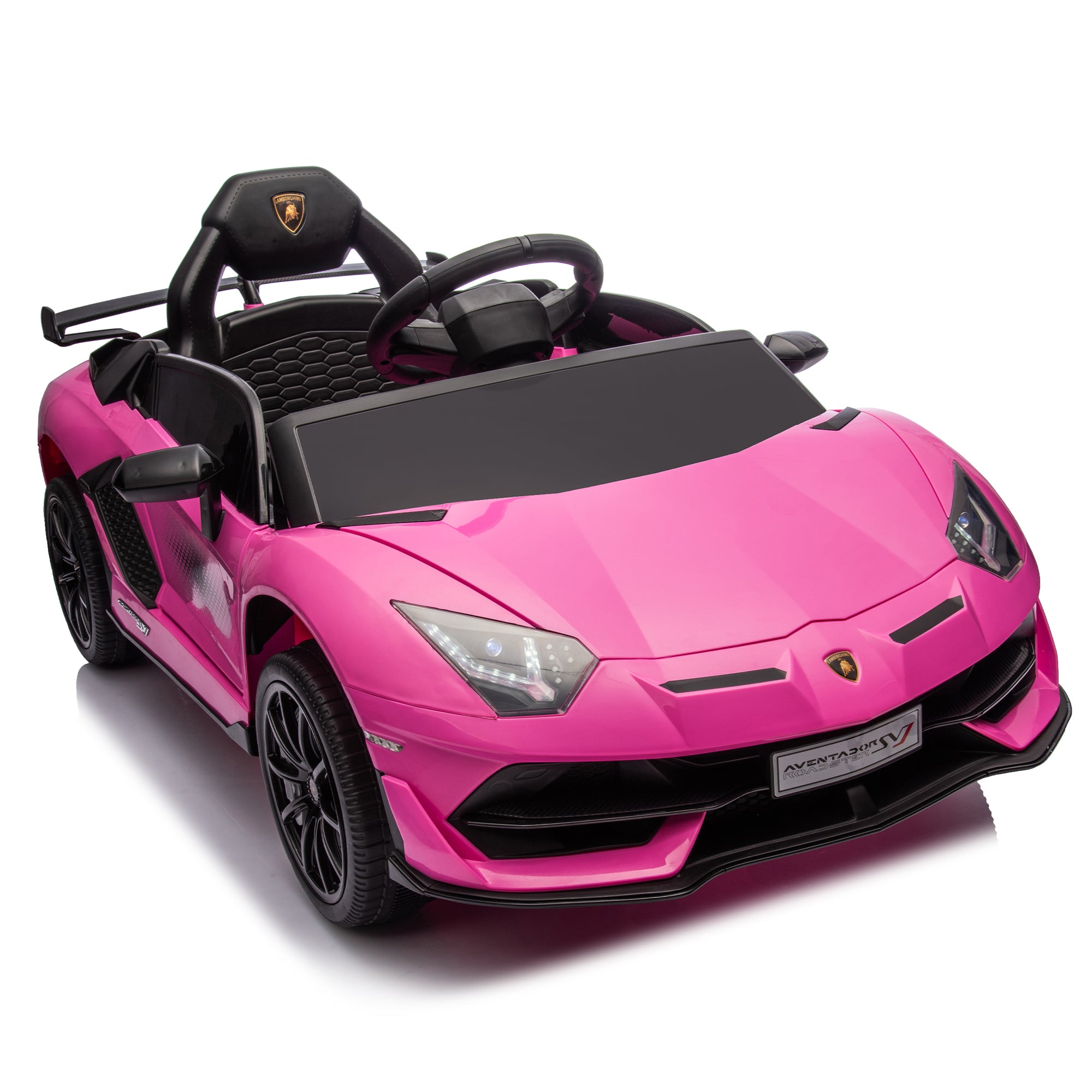 12V Kids Ride On Car W Parents Remote Control,Licensed Lamborghini Aventador Xago,Hydraulic Pressure Door,Slow Start,Early Education,Bluetooth,Adjustable Volume,Mp3,Usb,Led Lights For Kids Aged 3 8. Pink 50 99 Lbs Polypropylene