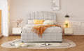 Full Size Upholstered Bed With 4 Storage Drawers,Wood Slat Support, Beige Full Beige Upholstered
