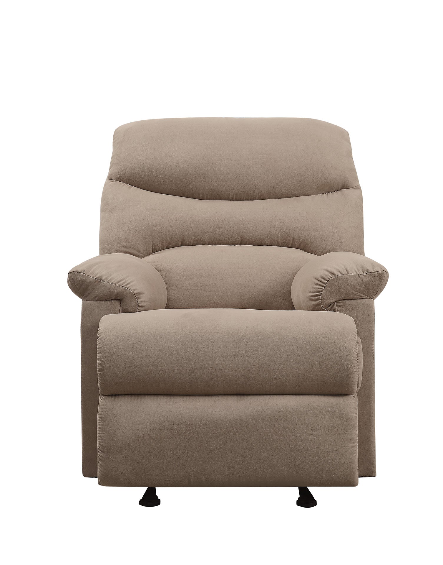 Light Brown Recliner With Pillow Top Armrest Light Brown Microfiber Manual Handle Metal Primary Living Space Tight Back Handle Pillow Top Arms Fabric Metal