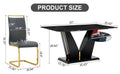 Table And Chair Set,Modern Minimalist Rectangular Dining Table, 0.4 Inch Thick, With A Black Imitation Marble Pattern Desktop And Black Mdf Legs. Comfortable Pu Seats,Perfect For Dinner, Meet Grey Black Seats 4 Mdf Glass