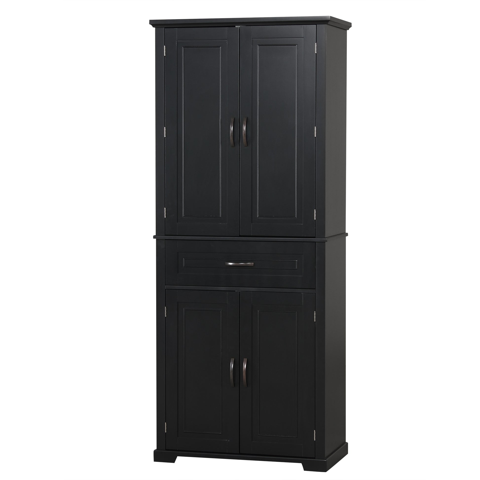 Bathroom Storage Cabinet With Doors And Drawer, Multiple Storage Space, Adjustable Shelf, Black Black Mdf