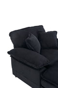 56.3 Inch Corduroy Single Sofa With 2 Toss Pillows And A Ottoman ,Comfy Sofa Deep Seat Couch For Living Room Black Foam 1 Seat