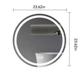 24In. H Led Single Bathroom Vanity Mirror Polished Crystal Bathroom Round Vanity Mirror For Smart Lighting On Bathroom Walls Transparent Glass