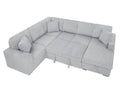 122 Inch Pull Out Couch, Rabbit Plush Fabric Sofa Bed With Usb Ports & Comfy Upholstered, Oversized U Shape Sectional Sleeper Sofa Bed With Storage Chaise, Grey Light Brown Wood Primary Living Space Medium Duty Eucalyptus 6 Seat Grey Polyester Soft