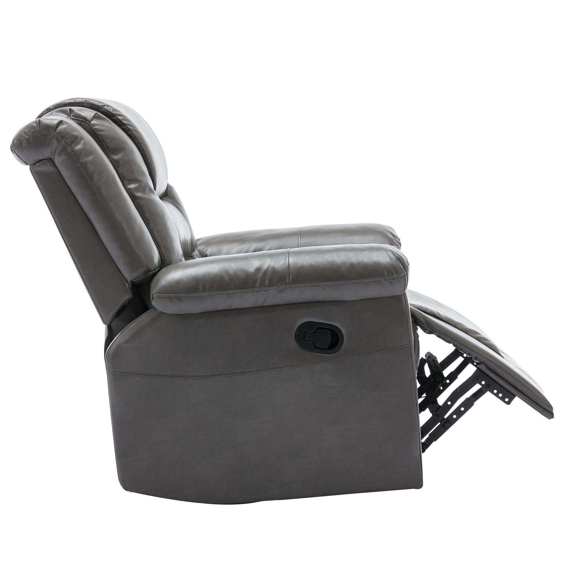 360 Swivel And Rocking Home Theater Recliner Manual Recliner Chair With Wide Armrest For Living Room,Bedroom, Grey Grey Foam Pu