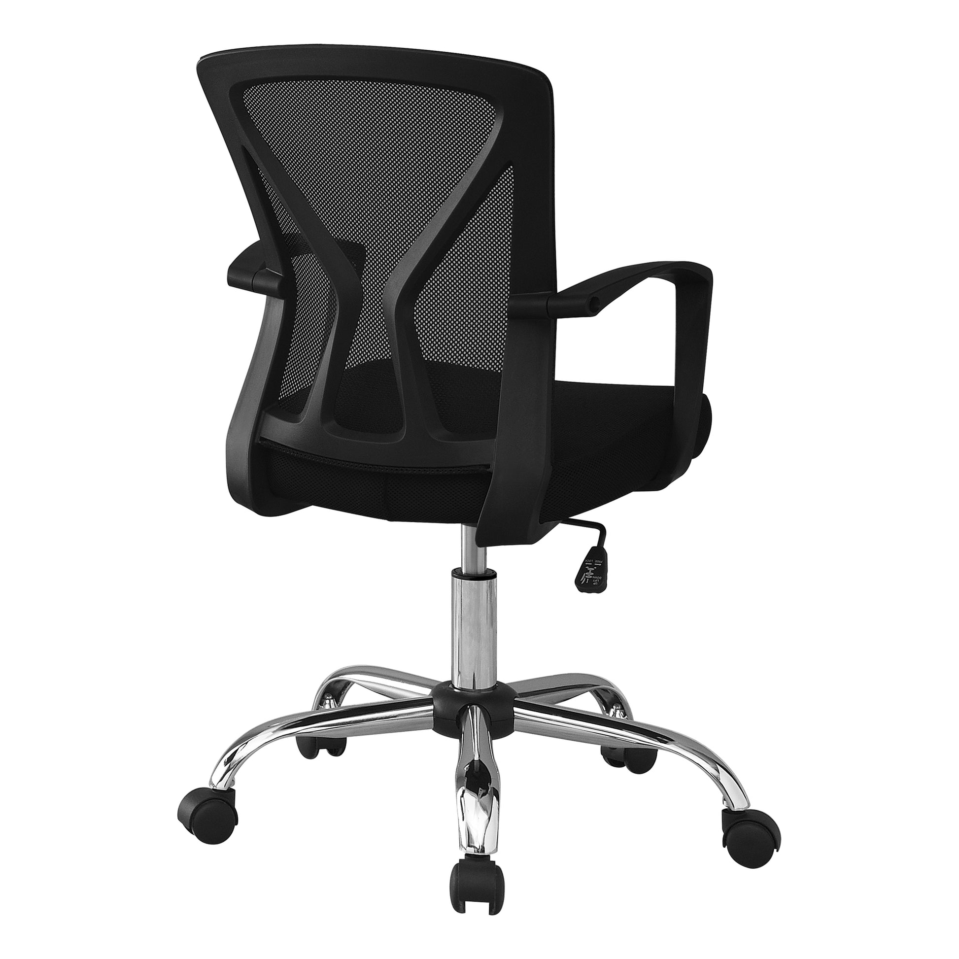 Office Chair, Adjustable Height, Swivel, Ergonomic, Armrests, Computer Desk, Work, Black Mesh, Chrome Metal, Contemporary, Modern Black Foam Polyester