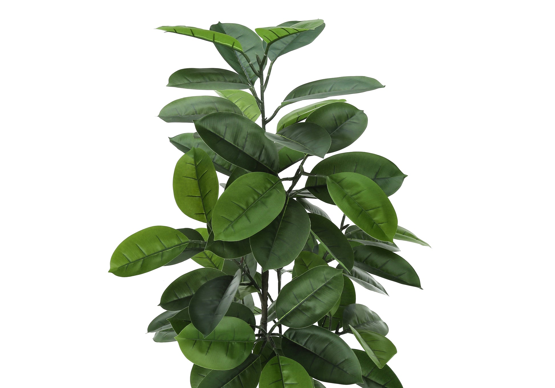 Artificial Plant, 52" Tall, Rubber Tree, Indoor, Faux, Fake, Floor, Greenery, Potted, Real Touch, Decorative, Green Leaves, Black Pot Green Foam Plastic