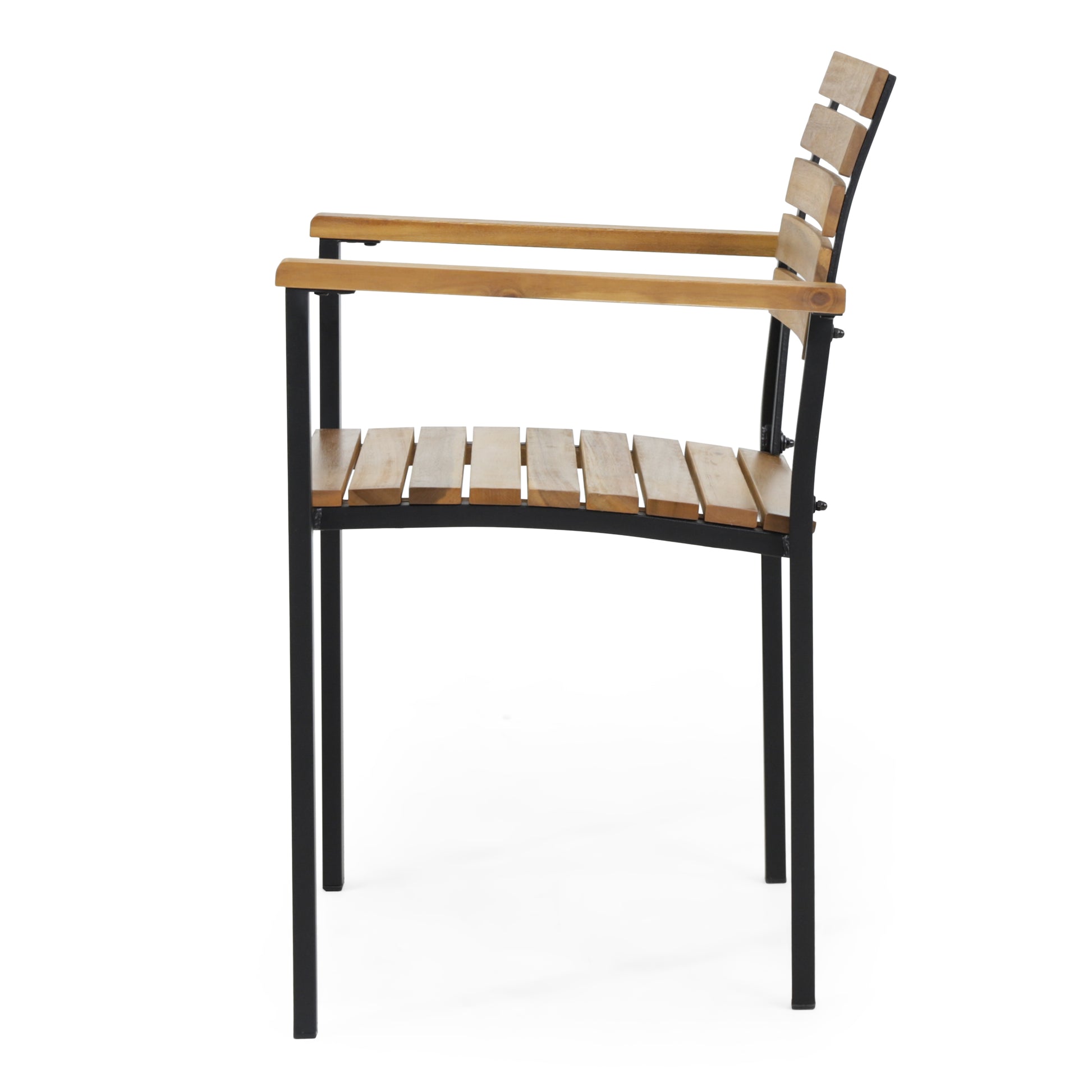 Laris Wood And Metal Chair Teak Black Acacia Wood