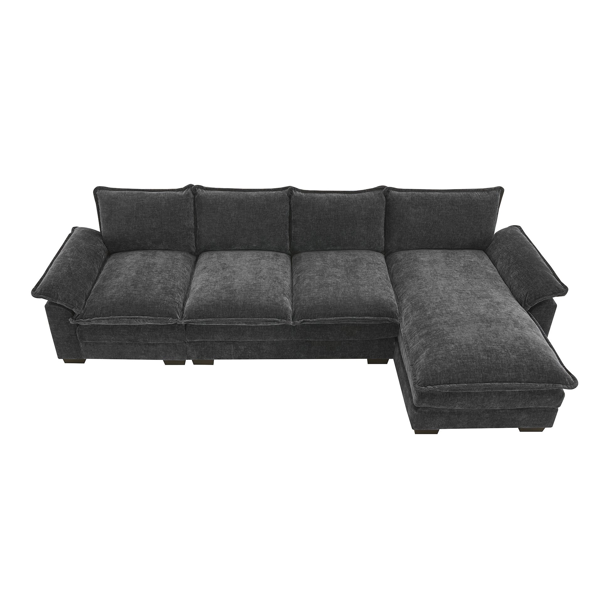 118*55" Modern L Shaped Chenille Cloud Sofa With Double Seat Cushions,5 Seat Upholstered Indoor Furniture,Sleeper Sofa Couch With Chaise Lounge For Living Room,Apartment,4 Colors Gray Chenille 5 Seat