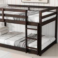 Solid Wooden, Solid Rubber Wooden Twin Over Twin Loft Bed With Ladder, With Bed Platform Of Strengthened Slatsespresso Twin Espresso Rubber Wood