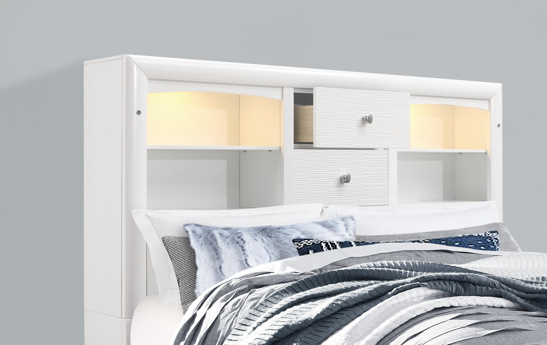 Civic White King Bed White Solid Wood Mdf