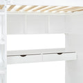 Twin Size Loft Bed With Desk, Wardrobes, 4 Drawers And 4 Shelves White Twin White Solid Wood